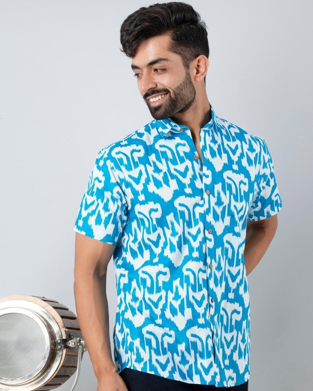 Shop Men's Blue Abstract Printed Shirt-Back