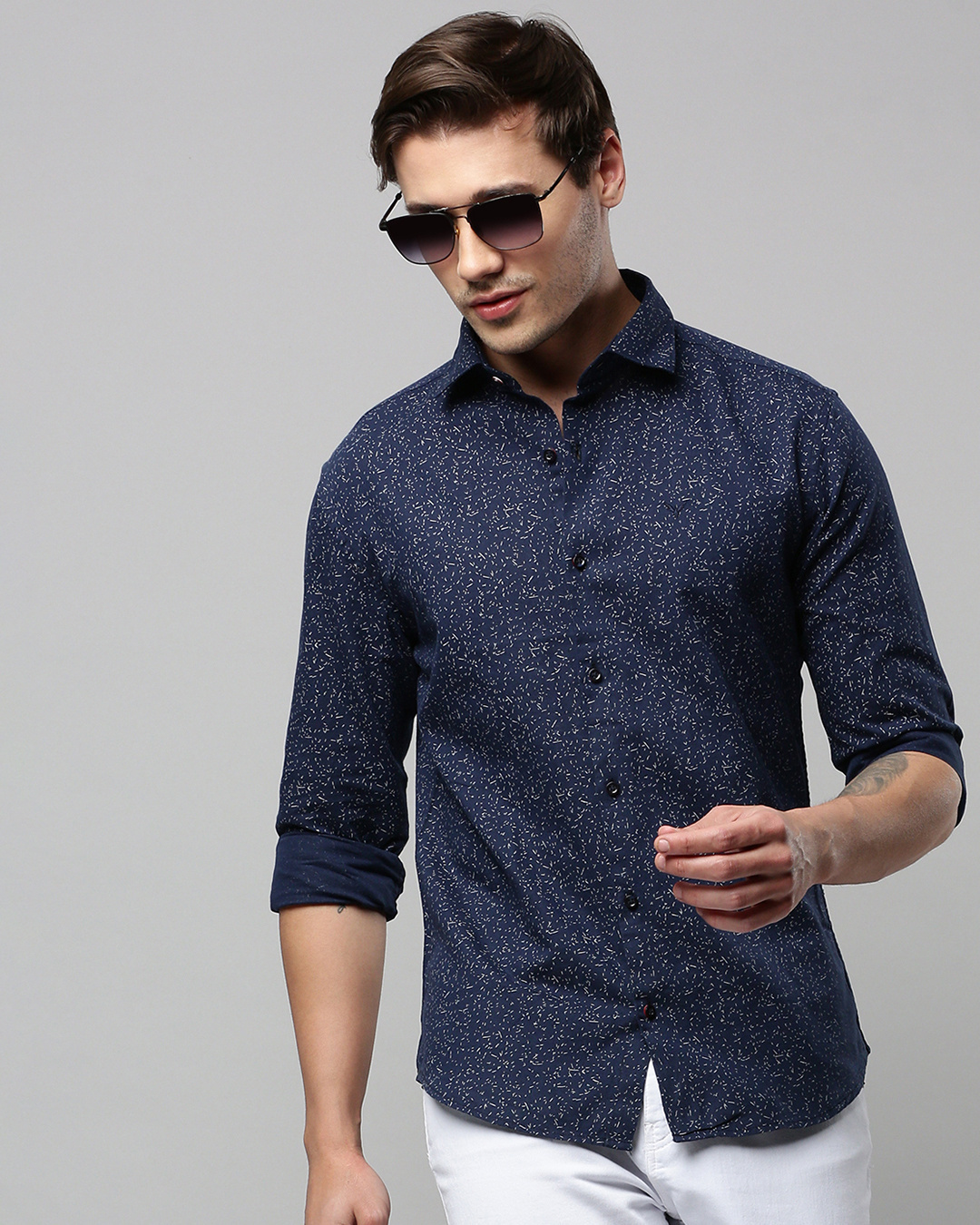 Buy Men's Blue Abstract Printed Slim Fit Shirt Online at Bewakoof