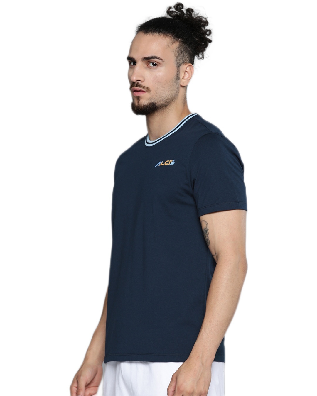 Shop Men's Blue  Typography Slim Fit T Shirt-Back