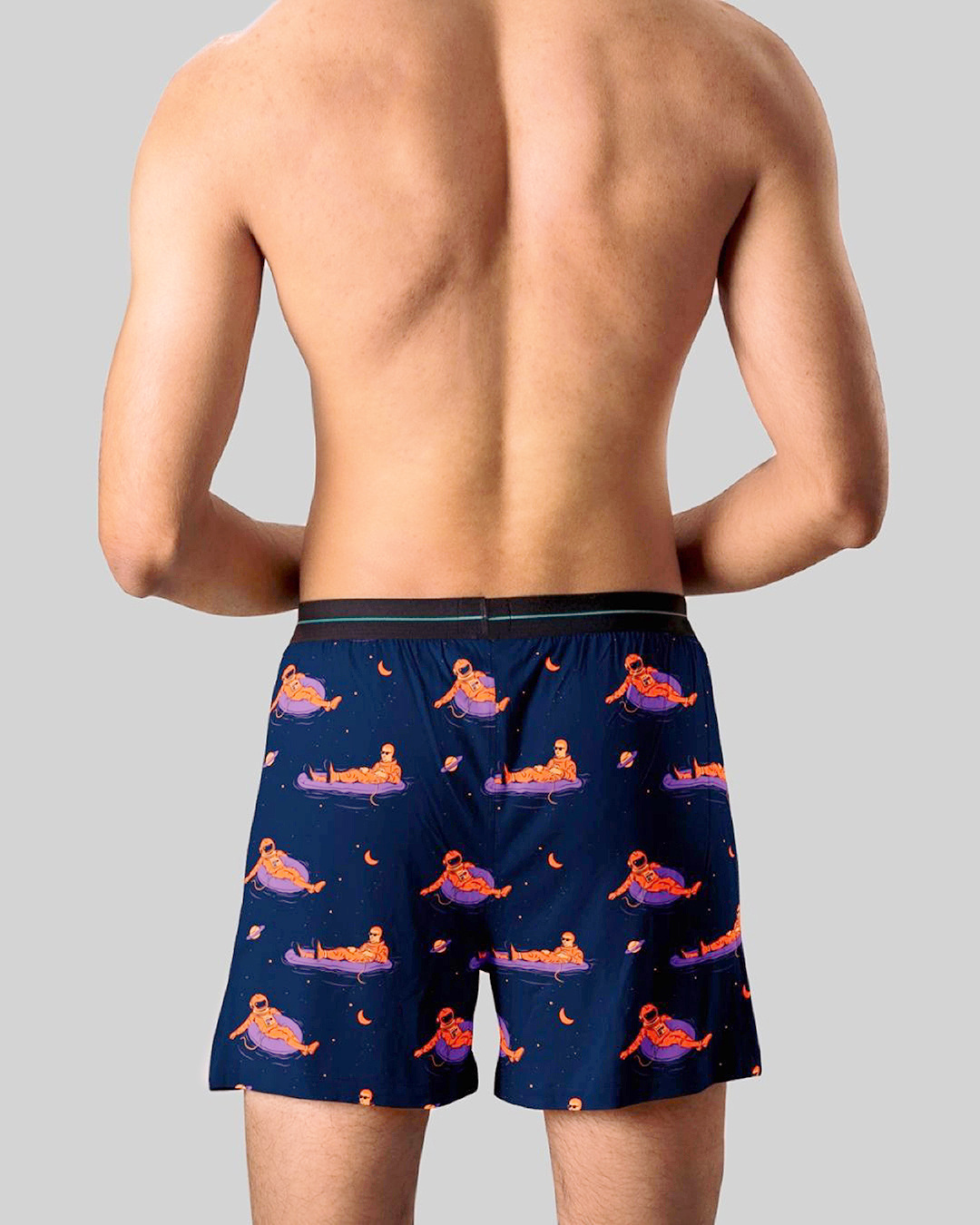 Shop Men's Blue All Over Astronauts Printed Boxers-Back