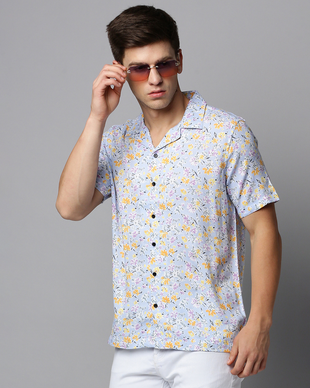 Buy Mens Blue All Over Floral Printed Slim Fit Shirt Online At Bewakoof 9992