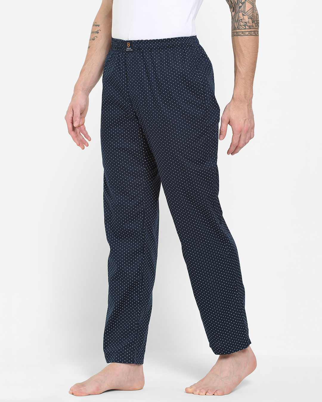 Shop Men's Blue All Over Polka Printed Lounge Pants-Back