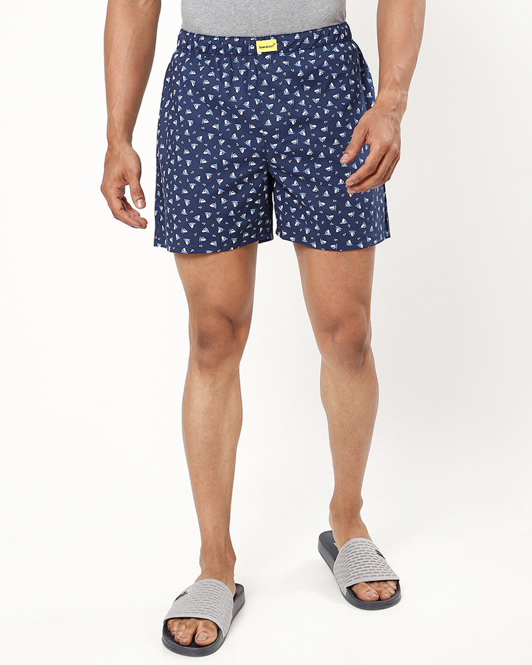 Shop Men's Blue All Over Printed Boxers-Back