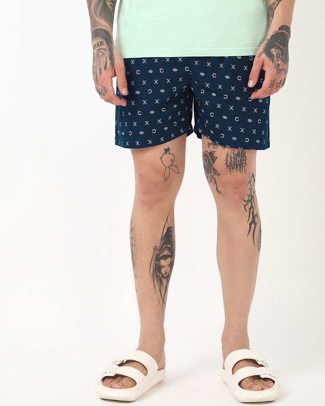 Shop Men's Blue All Over Printed Boxers-Back