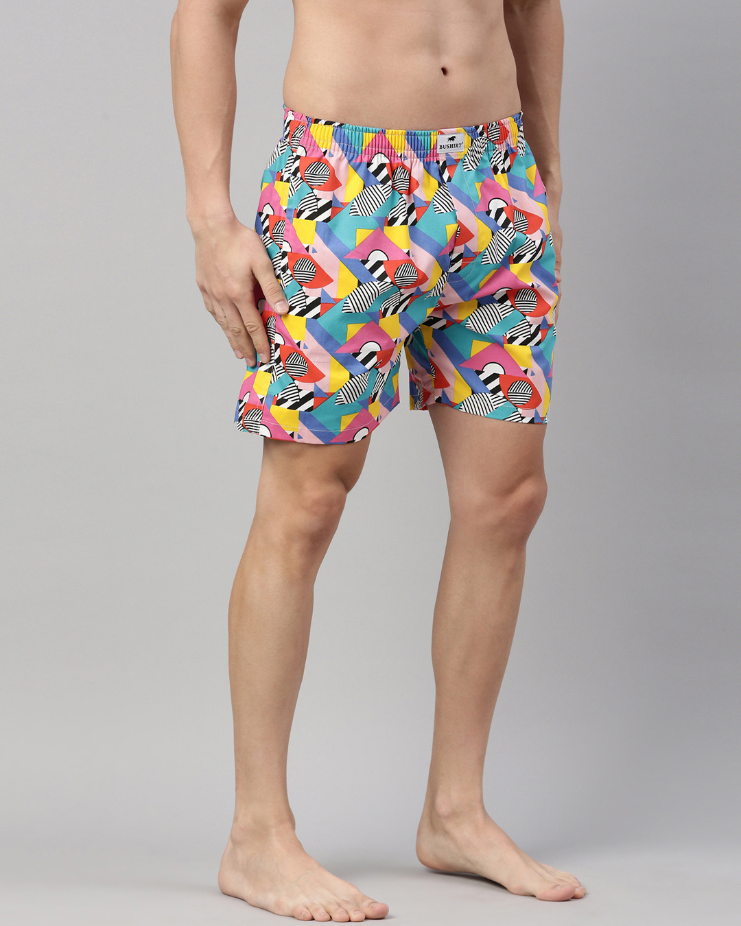 Shop Men's Blue All Over Printed Cotton Boxers-Back