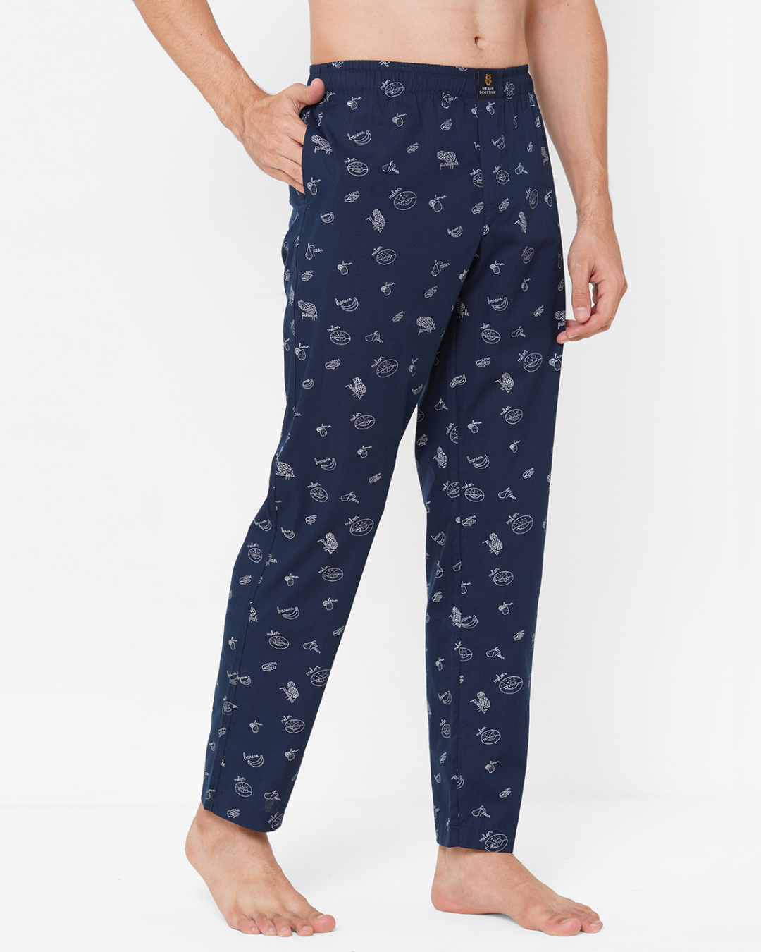 Shop Men's Blue All Over Printed Cotton Lounge Pants-Back