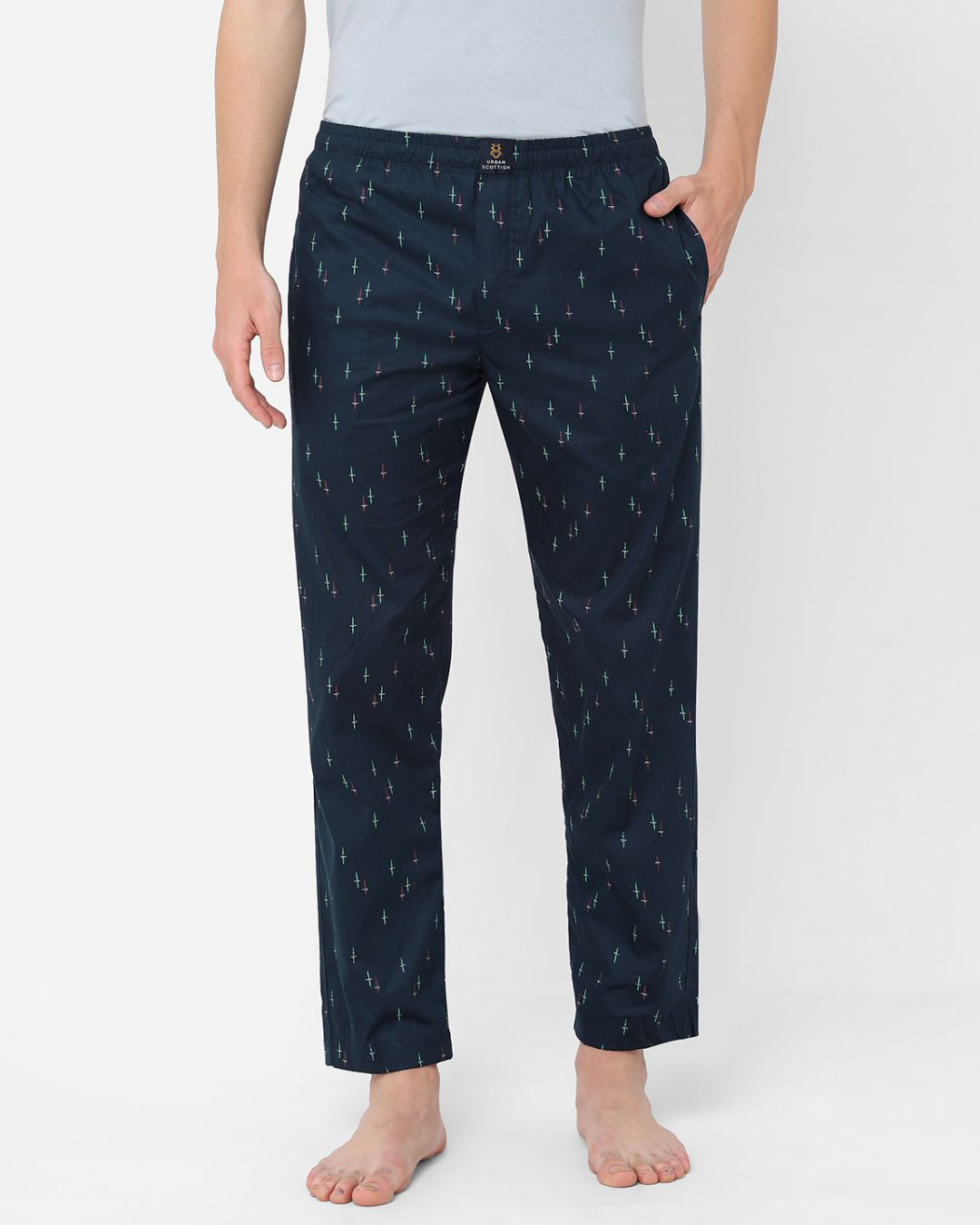 Buy Men s Blue All Over Printed Cotton Lounge Pants Online in