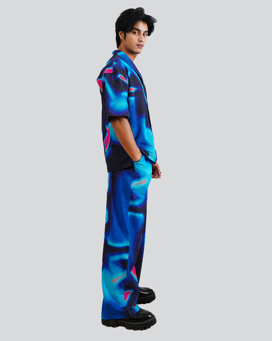 Shop Men's Blue All Over Printed Oversized Co-ordinates-Back