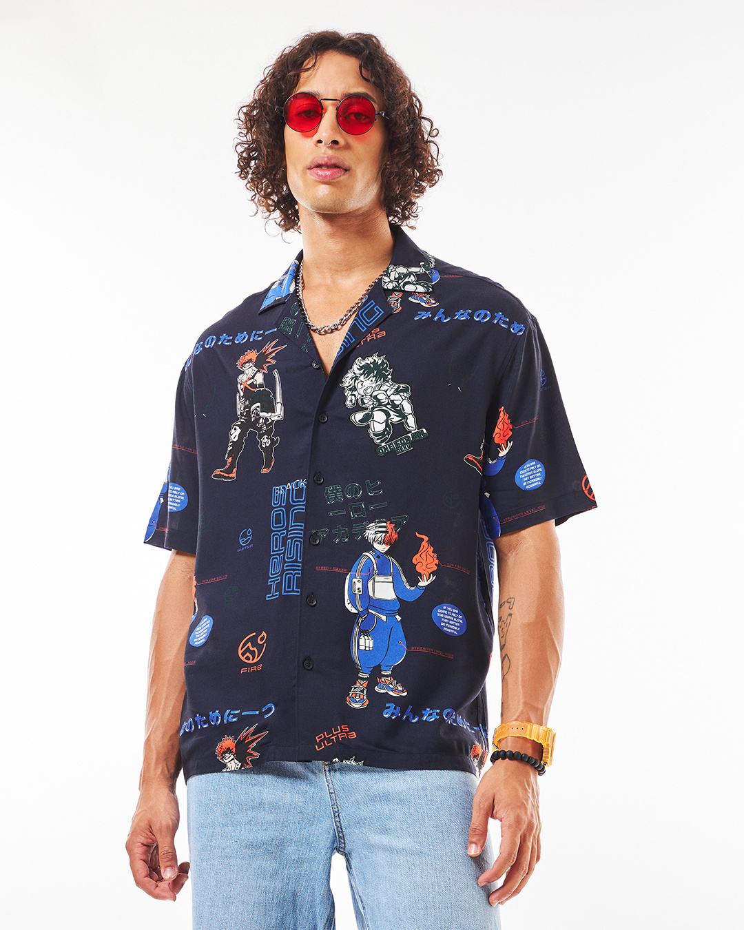 Shop Men's Blue All Over Printed Oversized Shirt-Back