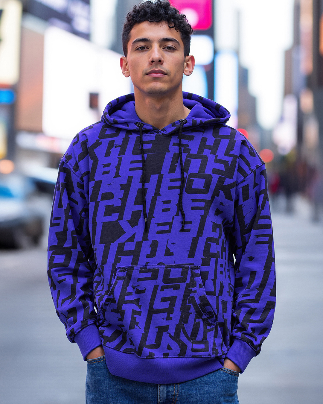 Keep Blooming Oversized Hoodie Blue