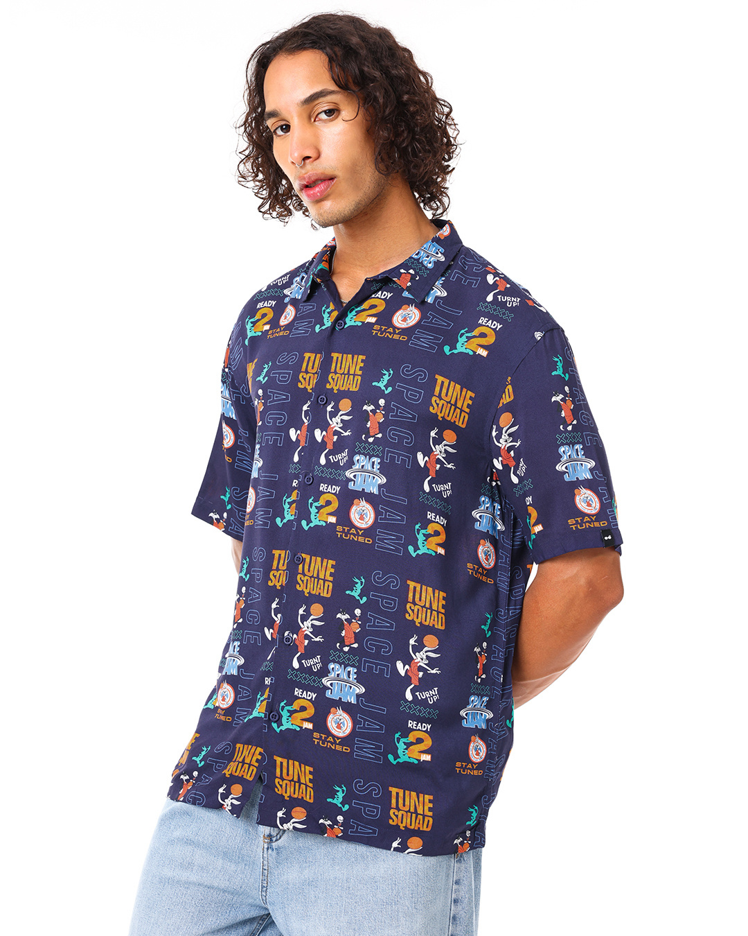 Shop Men's Blue All Over Printed Oversized Shirt-Back