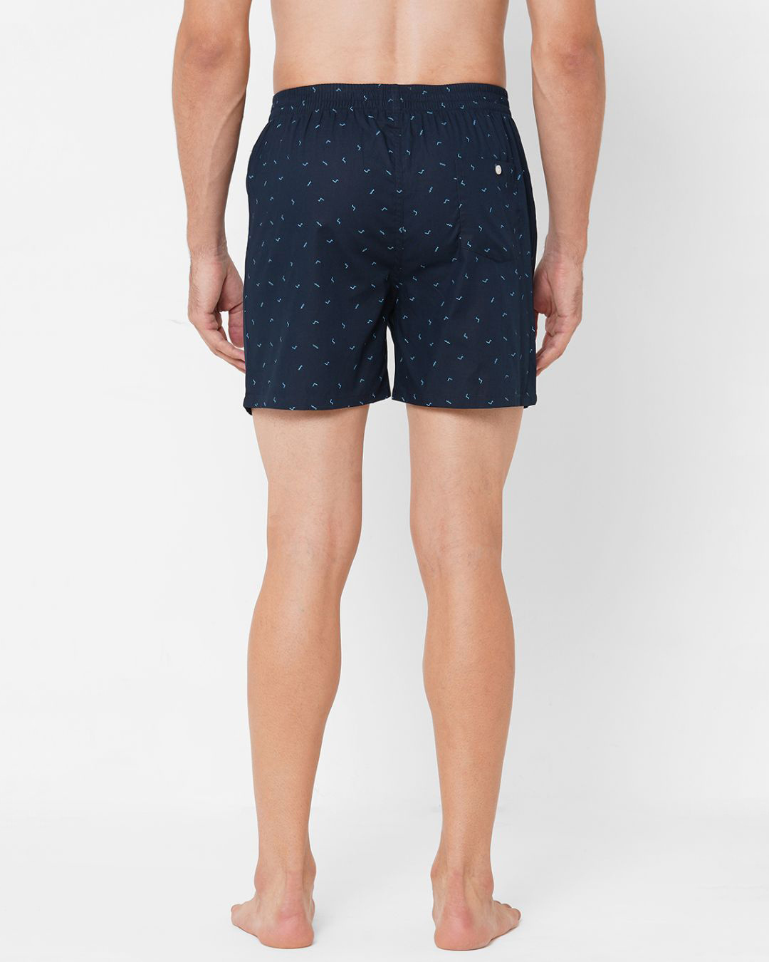 Shop Men's Blue All Over Printed Pure Cotton Boxers-Back