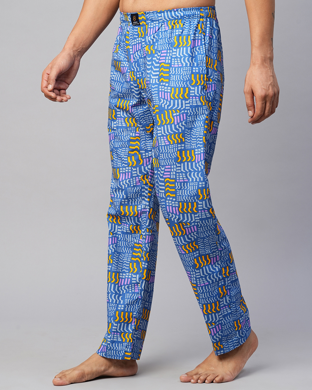 Shop Men's Blue All Over Printed Pyjamas-Back