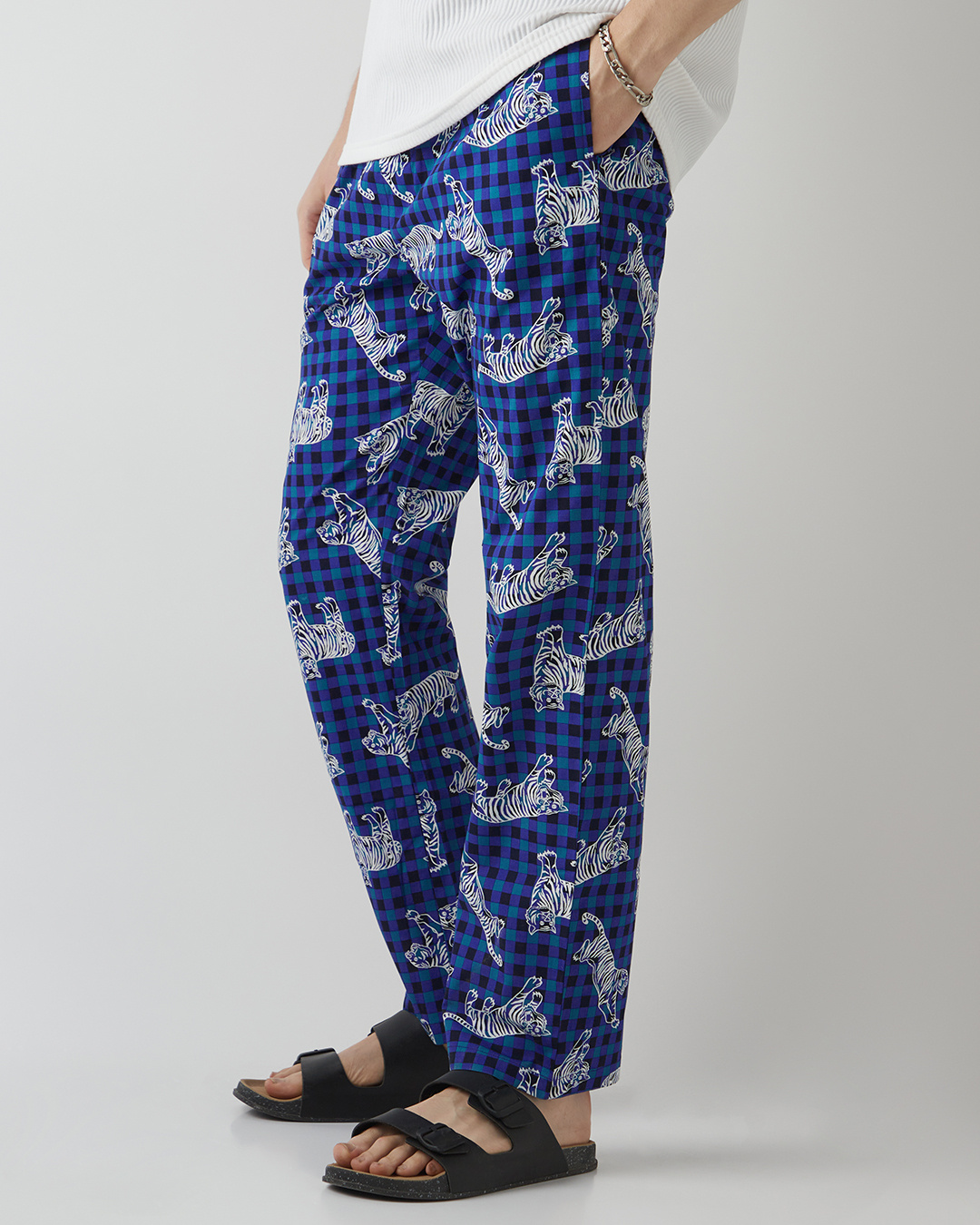 Shop Men's Blue All Over Printed Pyjamas-Back