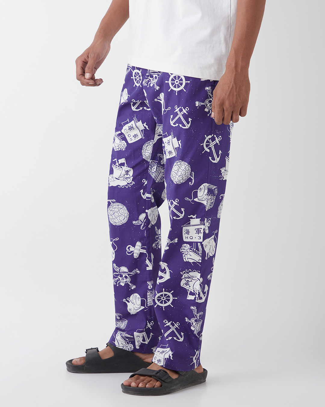 Shop Men's Blue All Over Printed Pyjamas-Back