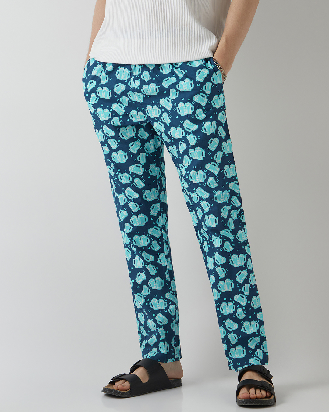 Shop Men's Blue All Over Printed Pyjamas-Back