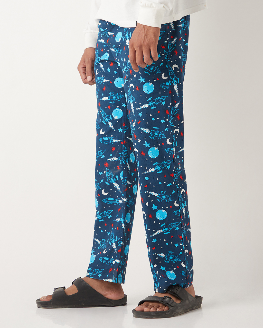 Shop Men's Blue All Over Printed Pyjamas-Back