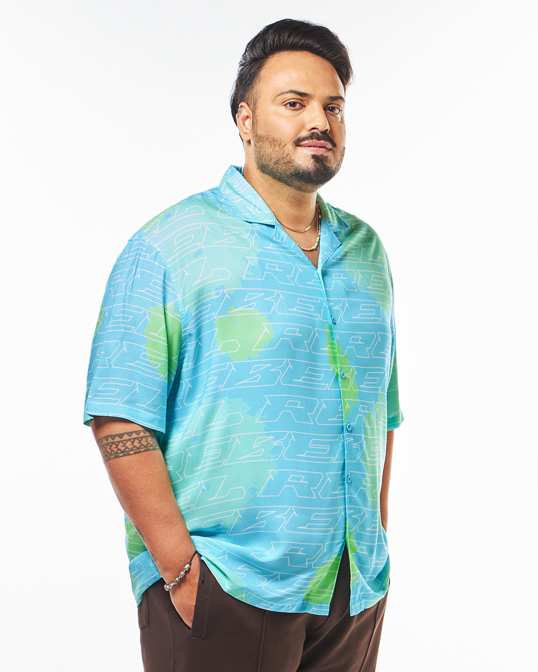 Shop Men's Blue All Over Printed Plus Size Shirt-Back