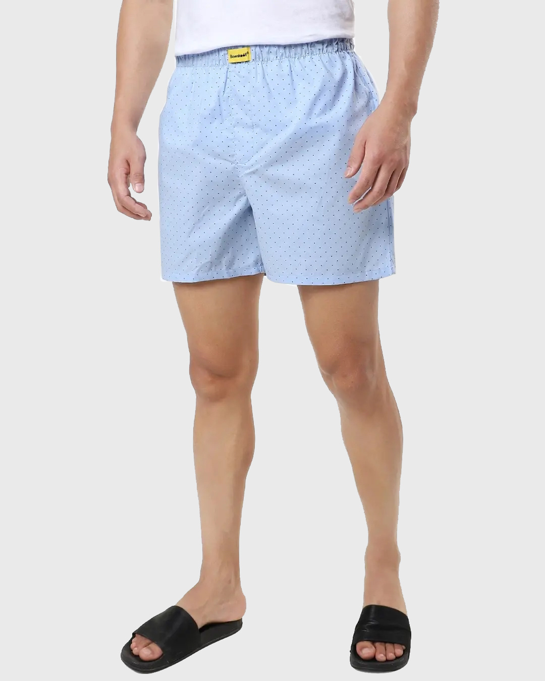 Shop Men's Blue All Over Self Design Printed Boxers-Back