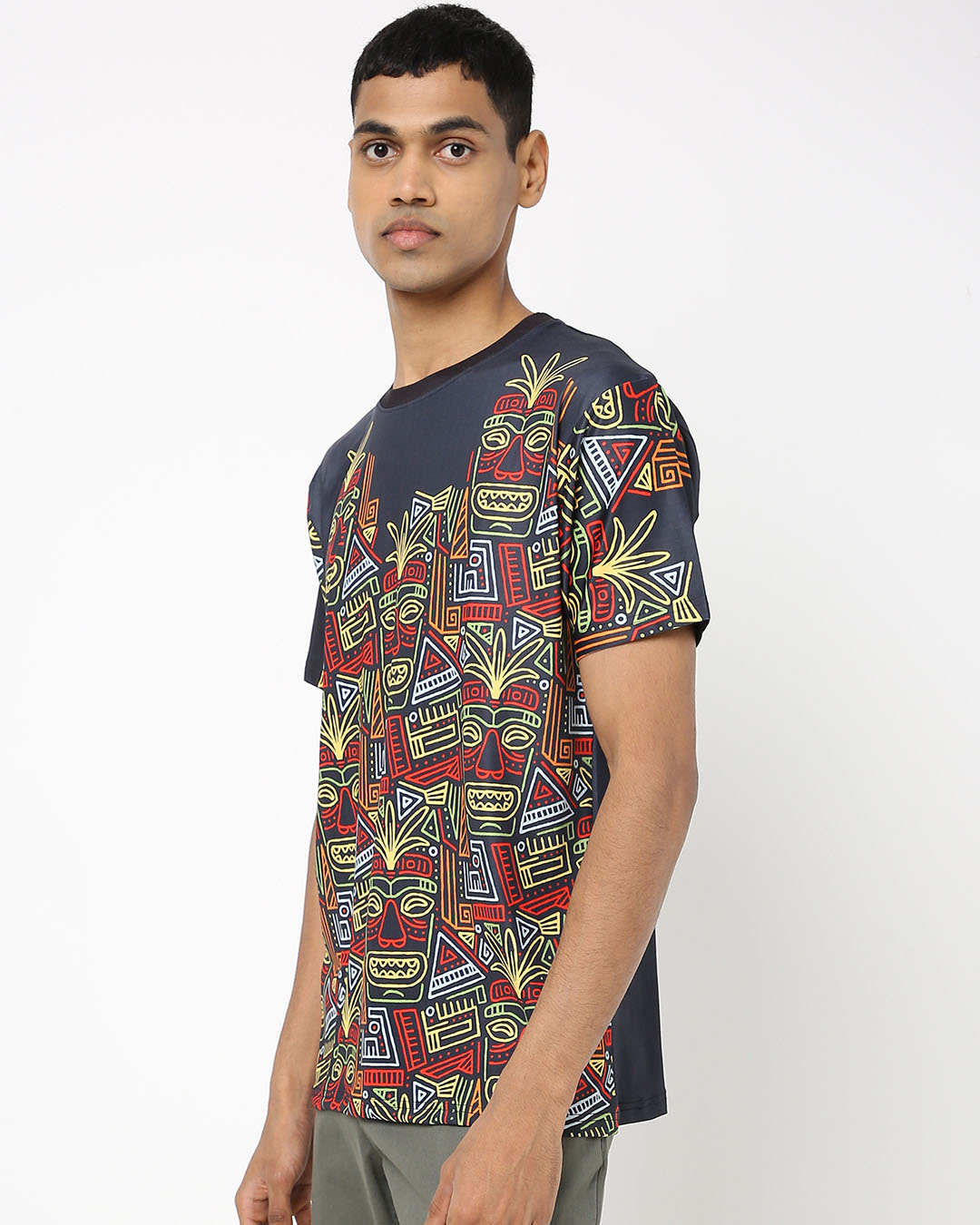 Shop Men's Blue All Over Tribal Themed Custom Printed T-shirt-Back