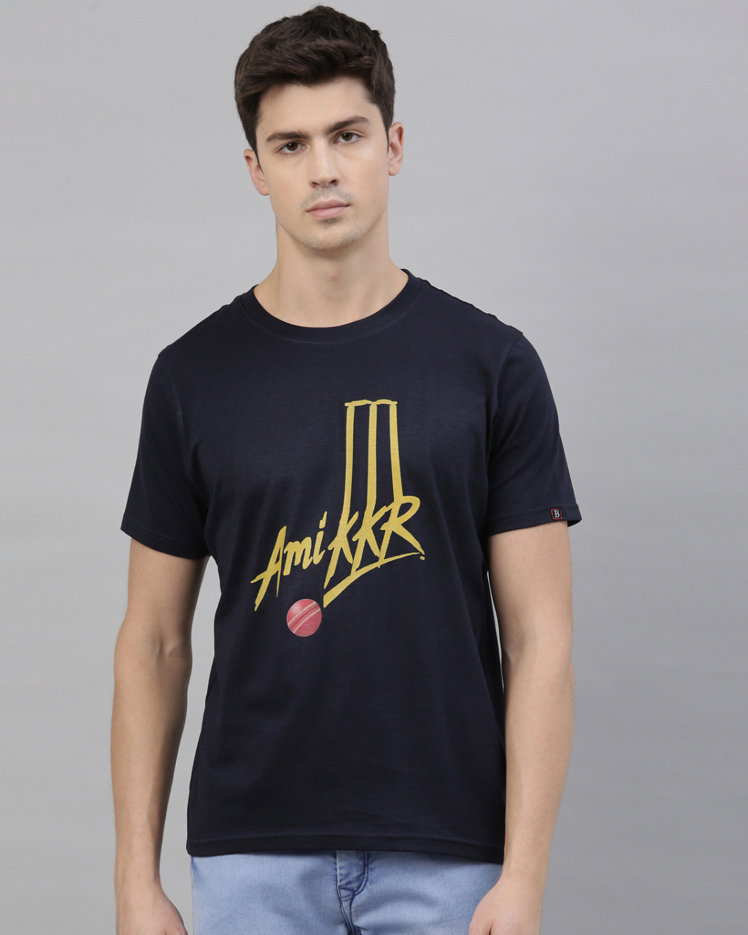 Buy Men's Blue Ami KKR Typography T-shirt for Men Blue Online at Bewakoof