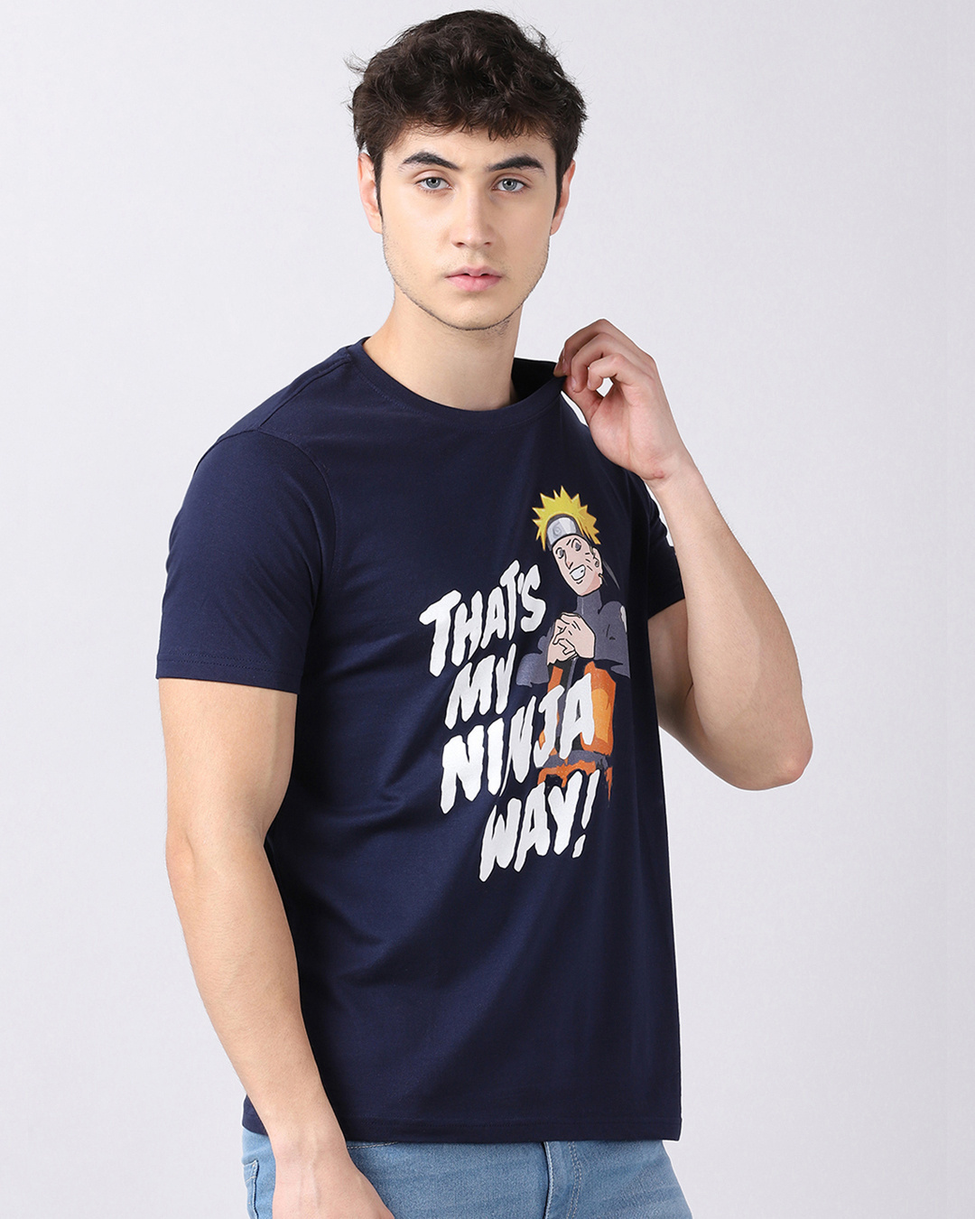 Shop Men's Blue Anime Naruto Ninja Way Graphic Printed T-shirt-Back