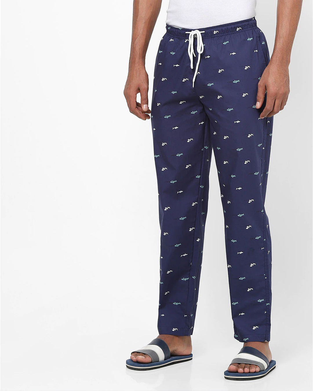 Buy Men's Blue AOP Cotton Pyjamas Online in India at Bewakoof