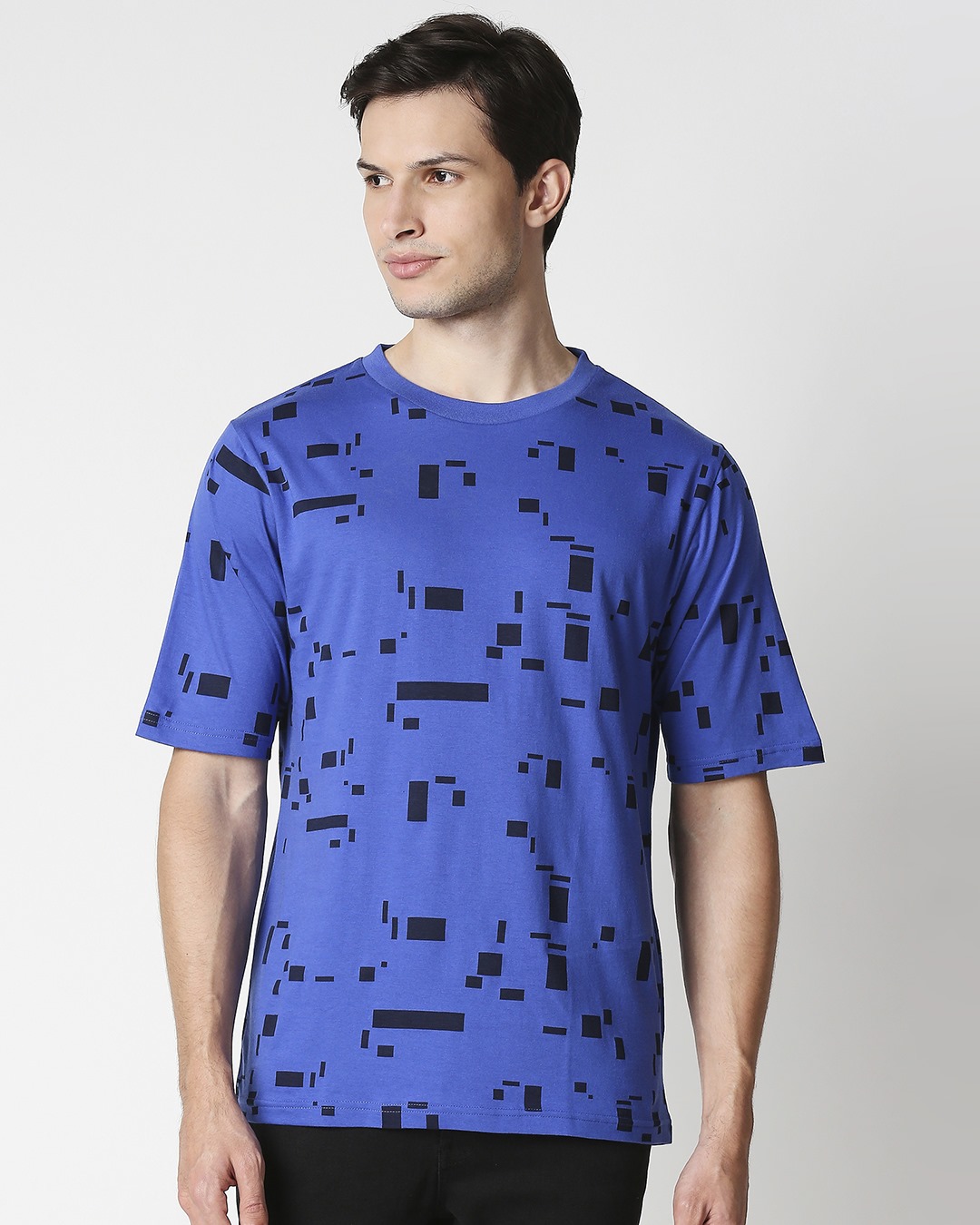 Shop Men's Blue AOP Oversized T-shirt-Back