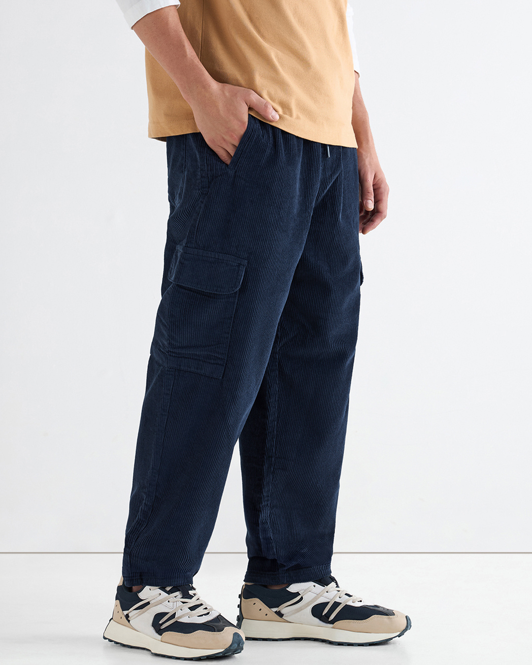 Shop Men's Blue Tapered Fit Japanese Cargo Carpenter Pants-Back