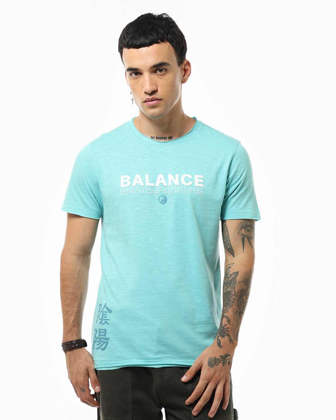 Shop Men's Blue Balance Graphic Printed T-shirt-Back