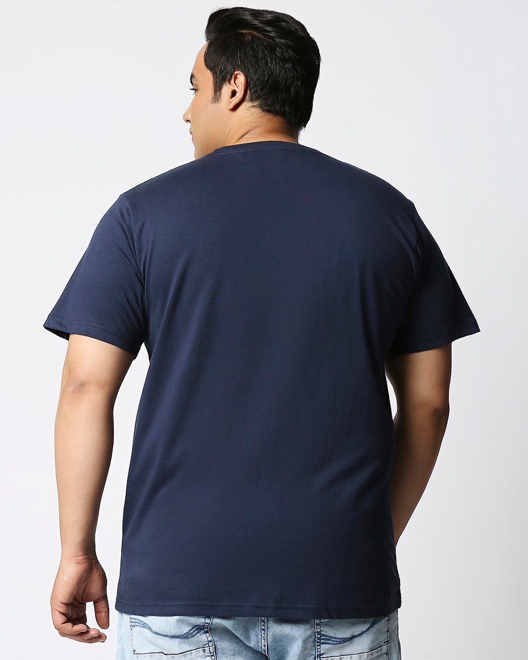 Shop Men's Blue Batman Outline Logo Graphic Printed Plus Size T-shirt-Back