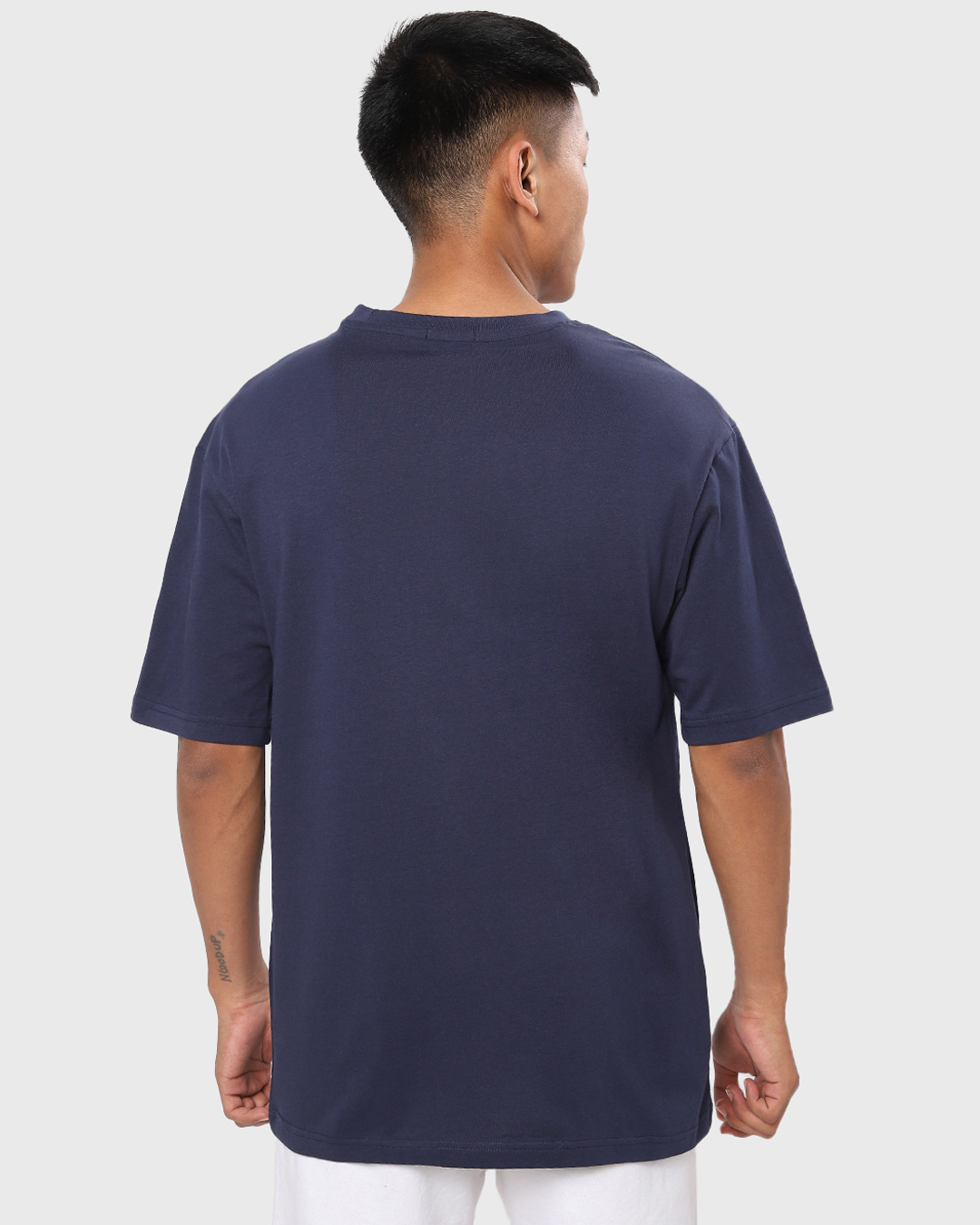 Shop Men's Blue Batman The World Graphic Printed Oversized T-shirt-Back