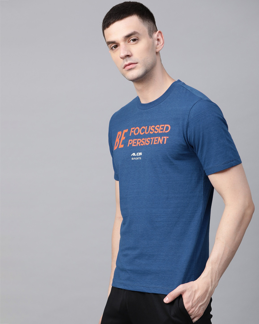 Shop Men's Blue Be Focussed Typography Slim Fit T-shirt-Back