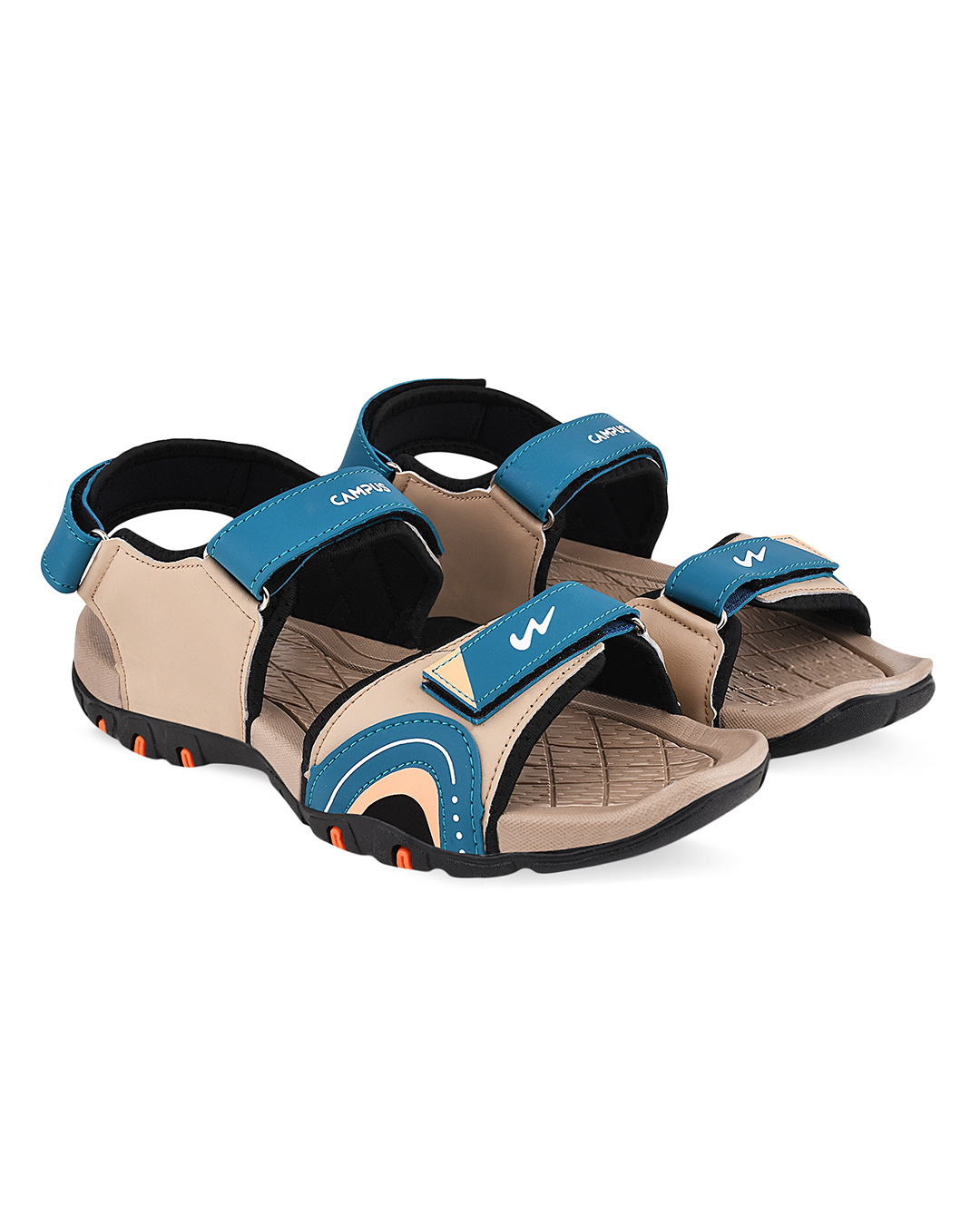 Shop Men's Blue & Beige Pashto Color Block Sandals-Back