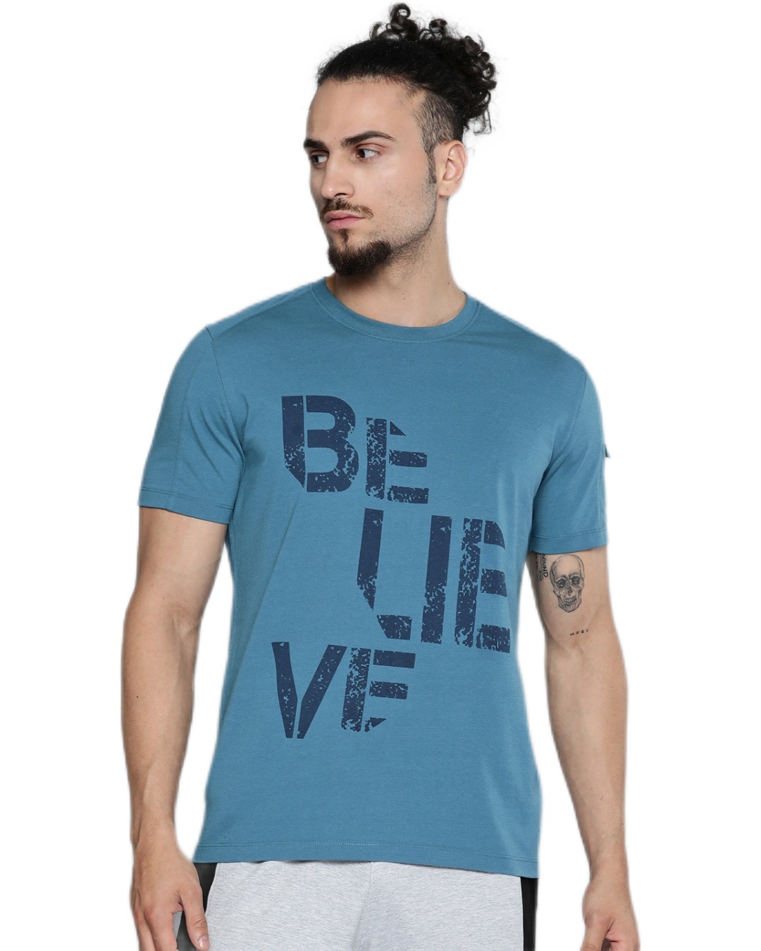 Buy Men's Blue Believe Typography Slim Fit T-shirt for Men Blue Online ...
