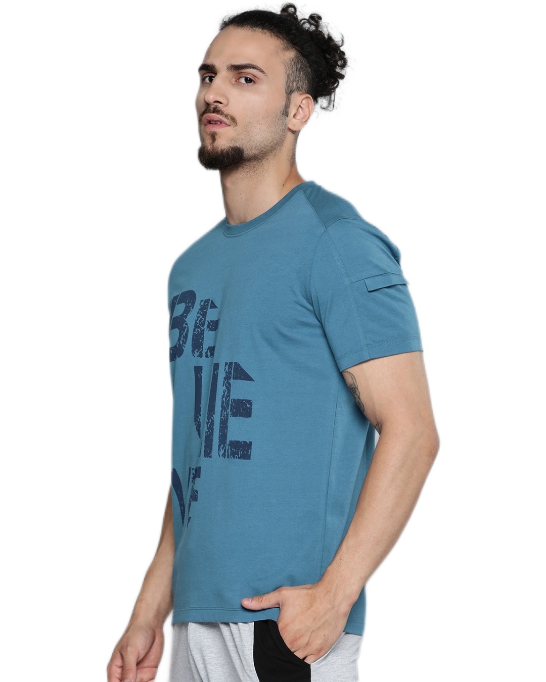 Shop Men's Blue Believe Typography Slim Fit T-shirt-Back