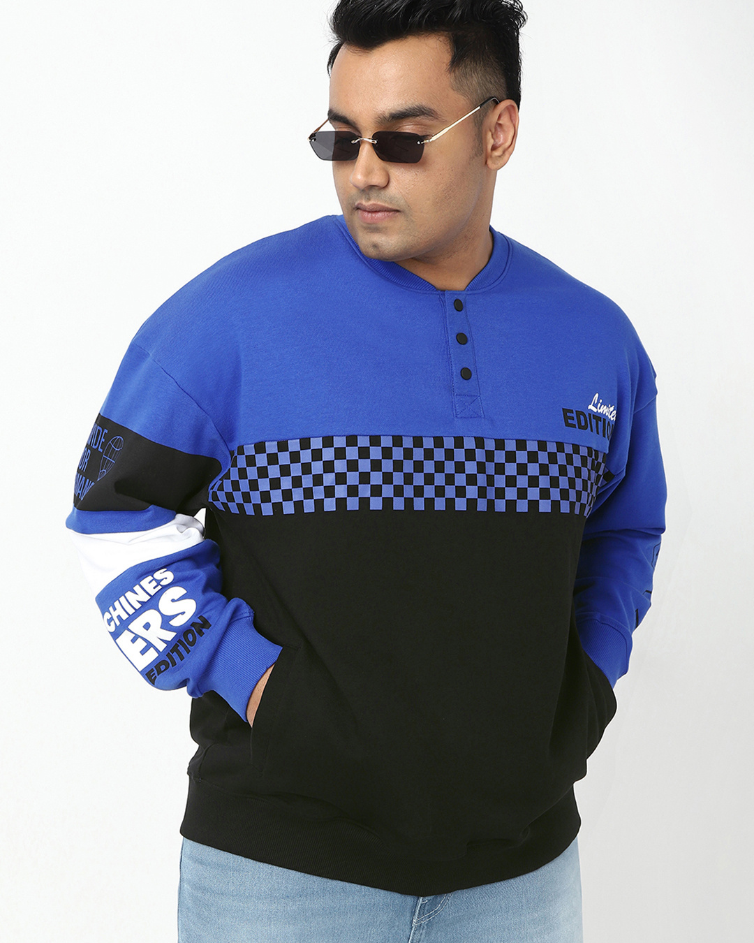 Mens Plus Sweatshirts And Hoodies - Emoji Heart-Shaped Eyes