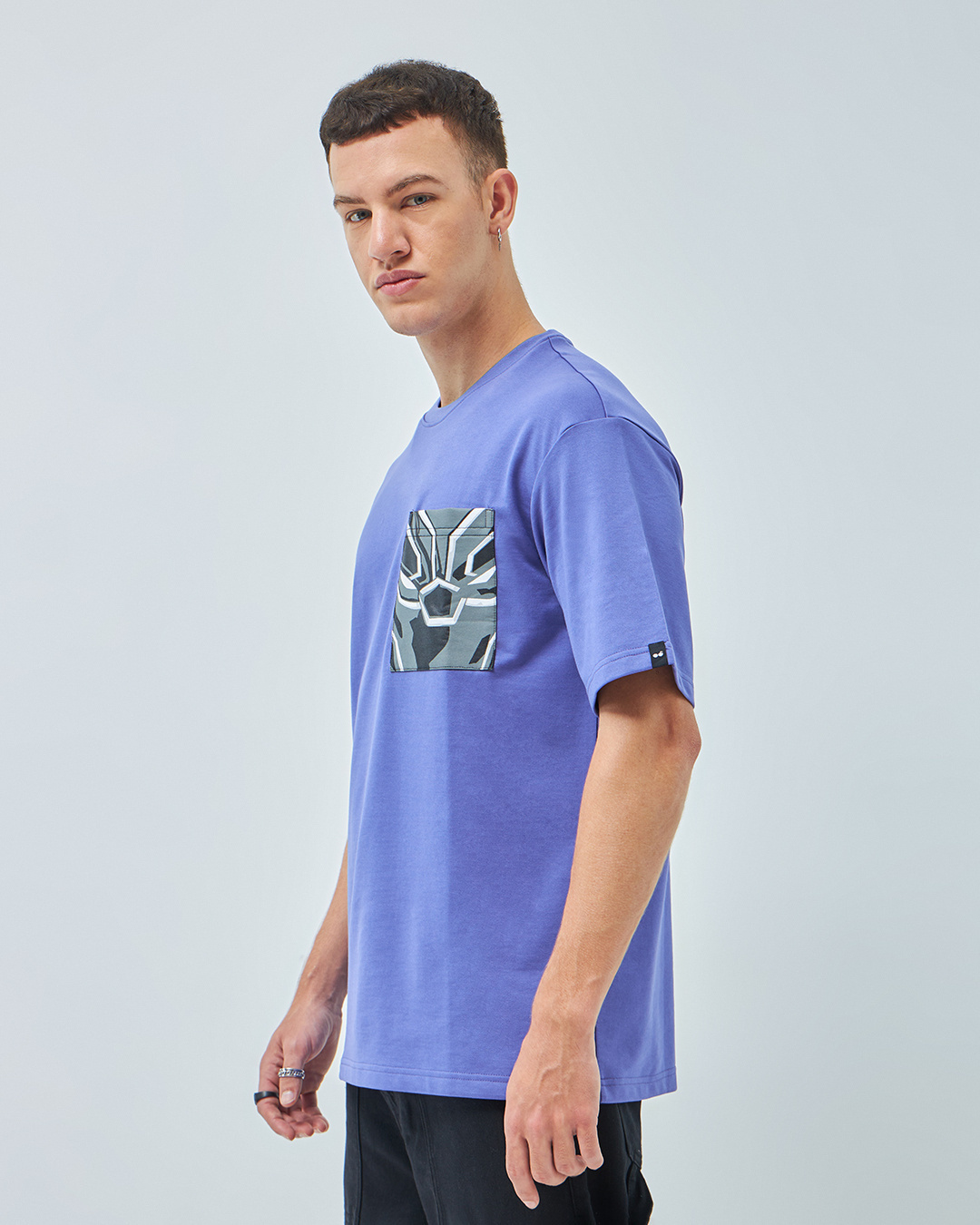 Shop Men's Blue Black Panther Graphic Printed Oversized T-shirt-Back