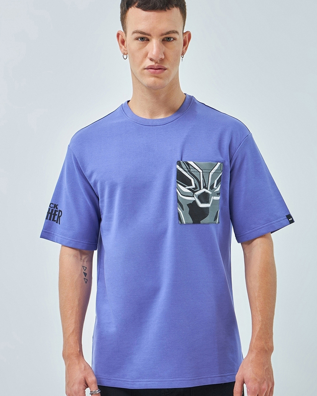 Buy Men s Blue Black Panther Graphic Printed Oversized T shirt Online buy-men-s-blue-black-panther-graphic-printed-oversized-t-shirt-online