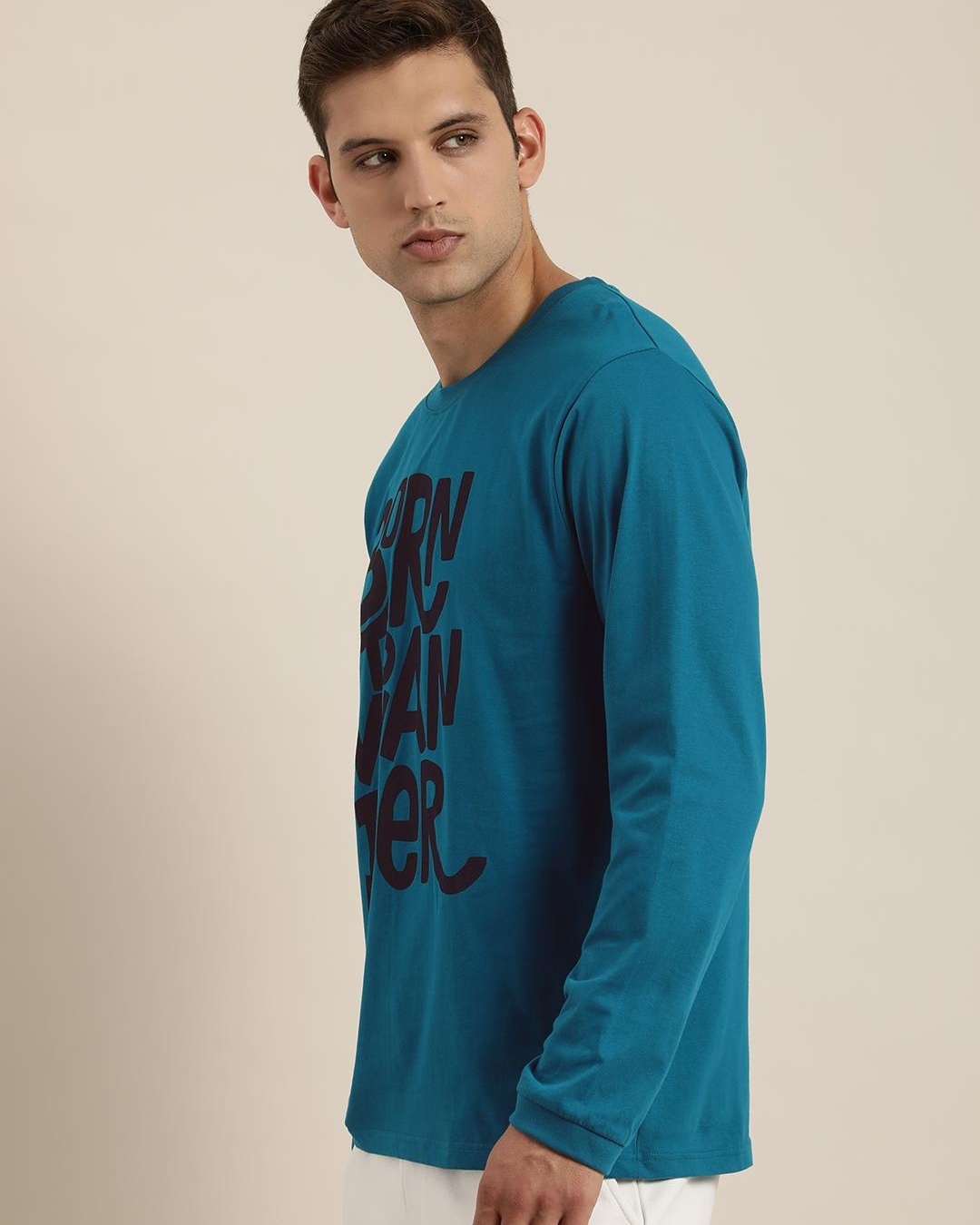 Shop Men's Blue Born to Wander Typography Oversized T-shirt-Back