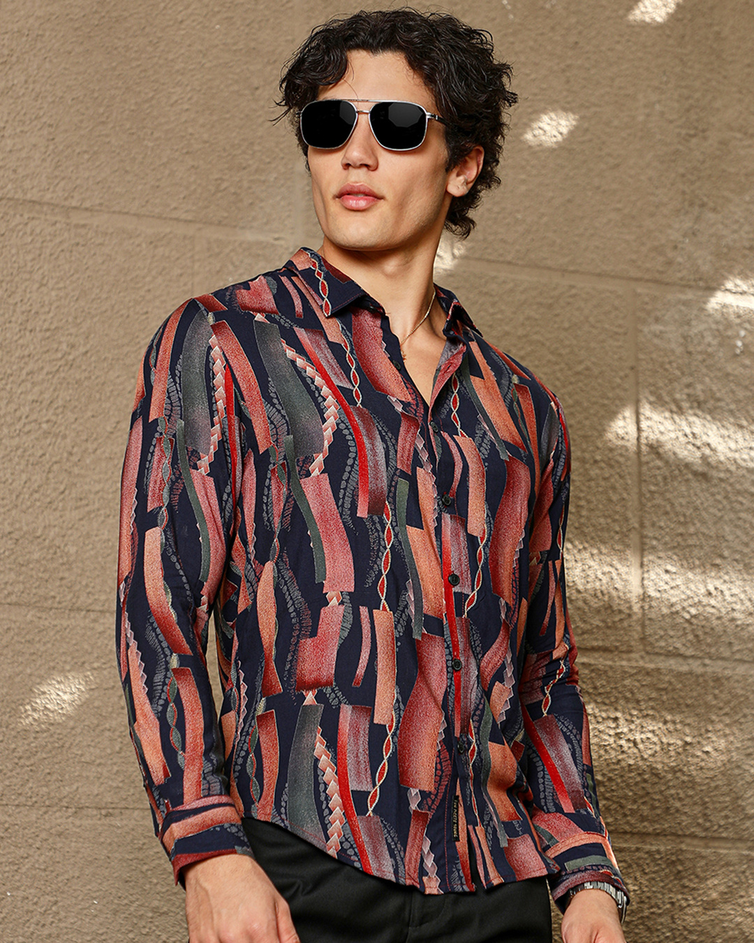 Brick Red Ombre Pattern All Over Print T-shirt for Men main image 1
