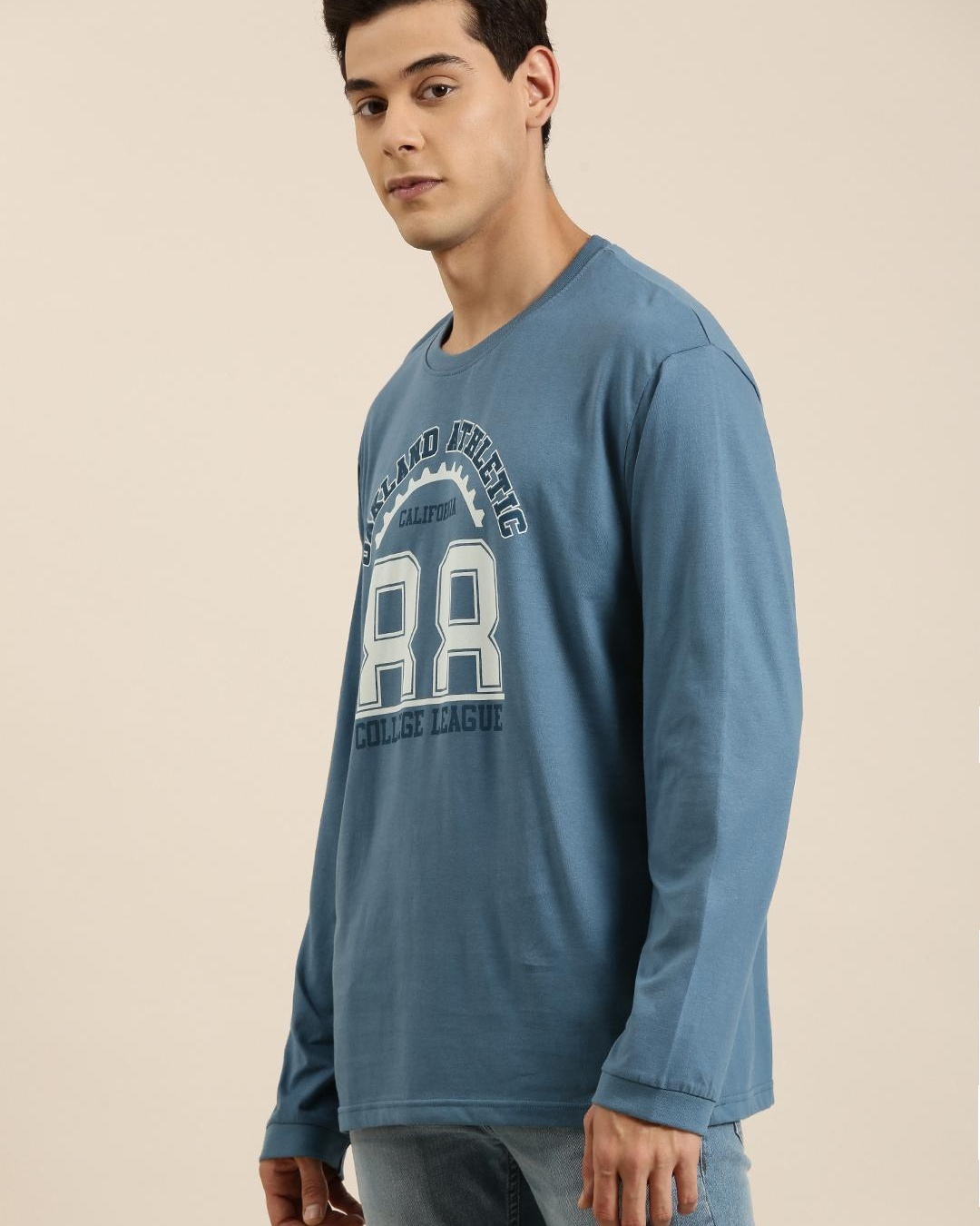 Shop Men's Blue California Typography Oversized T-shirt-Back