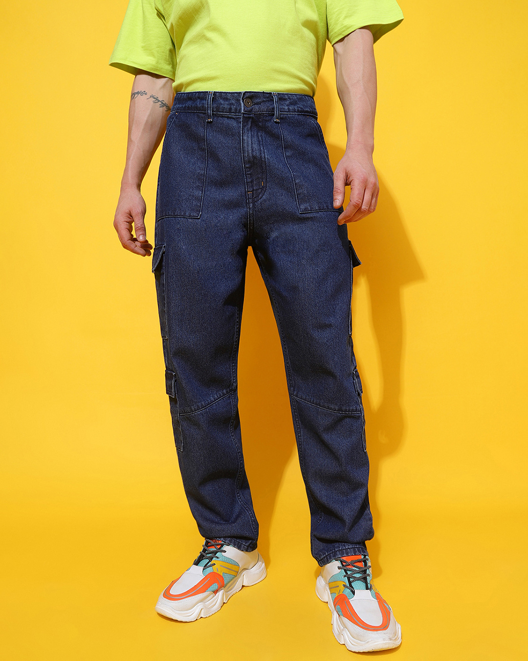 Buy Men's Blue Cargo Jeans Online at Bewakoof