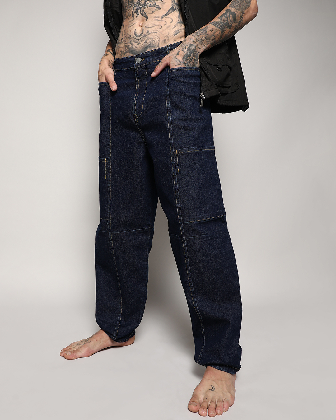 Buy Men's Blue Baggy Oversized Cargo Jeans Online at Bewakoof