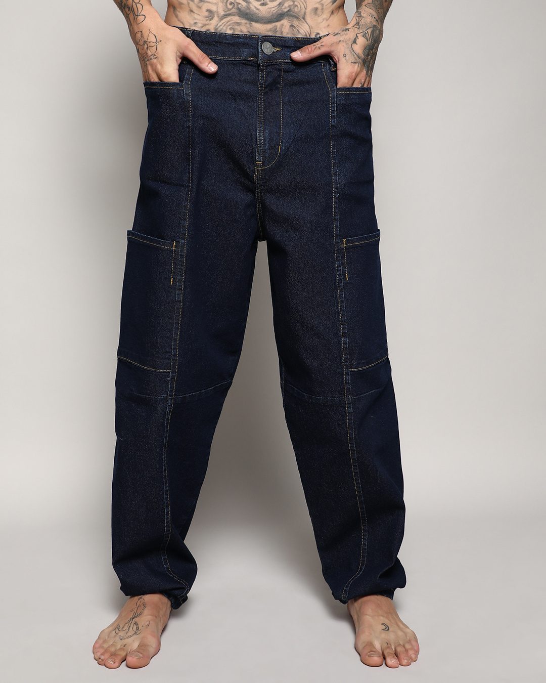Buy Men's Blue Baggy Oversized Cargo Jeans Online at Bewakoof