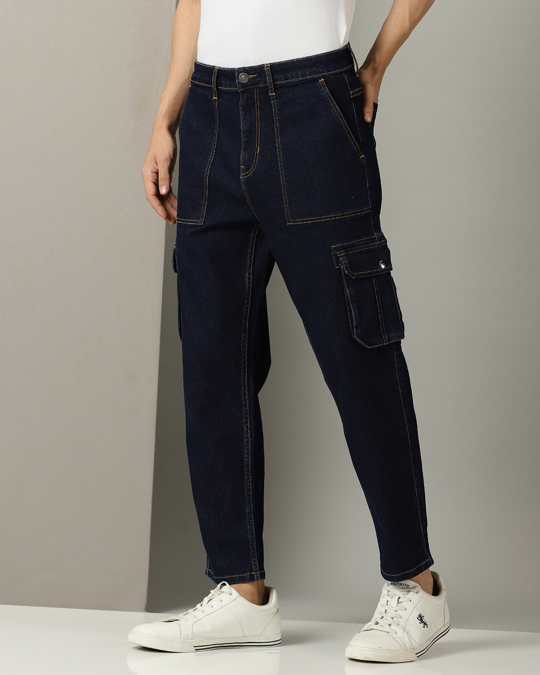 Buy Men's Blue Cargo Jeans Online at Bewakoof