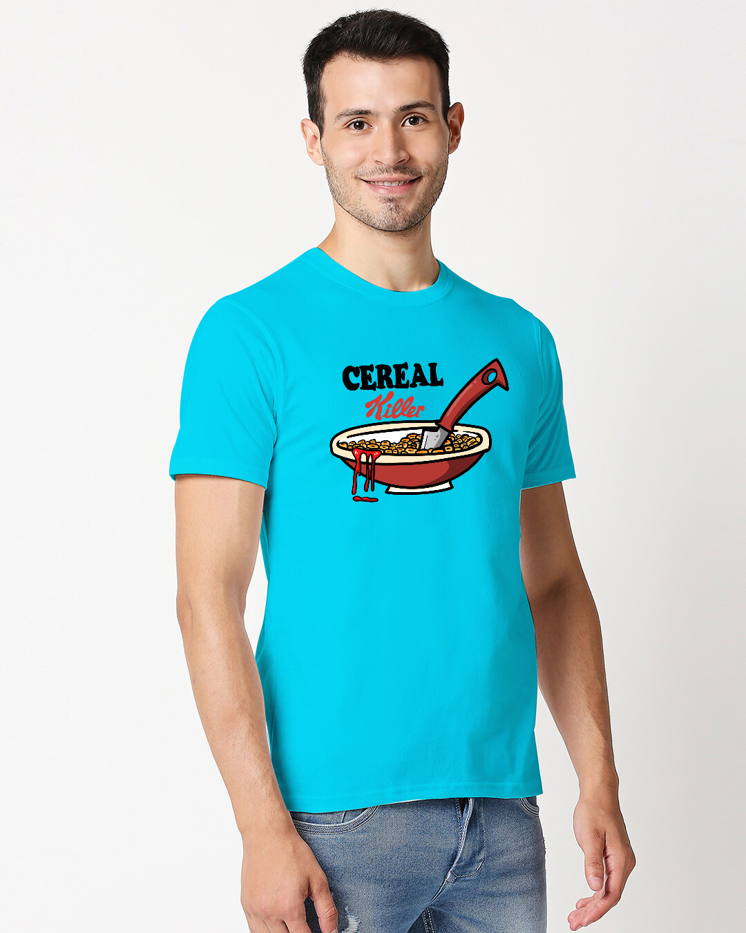 Shop Men's Blue Cereal Killer Printed T-shirt-Back