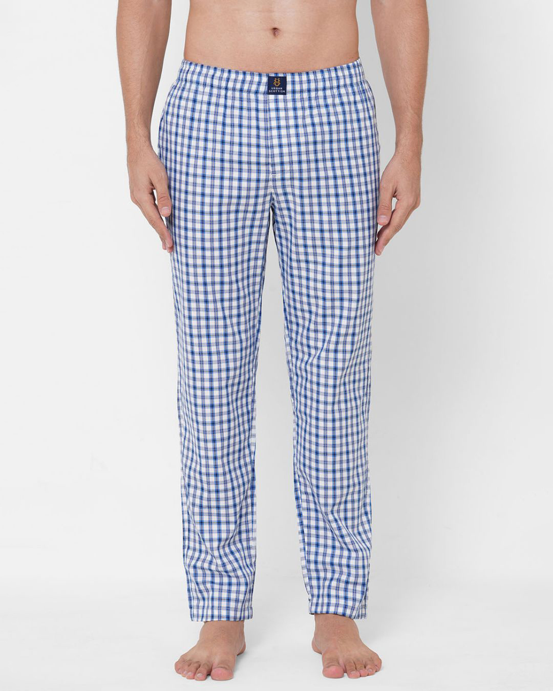 Buy Men's Blue Checked Cotton Lounge Pants Online in India at Bewakoof