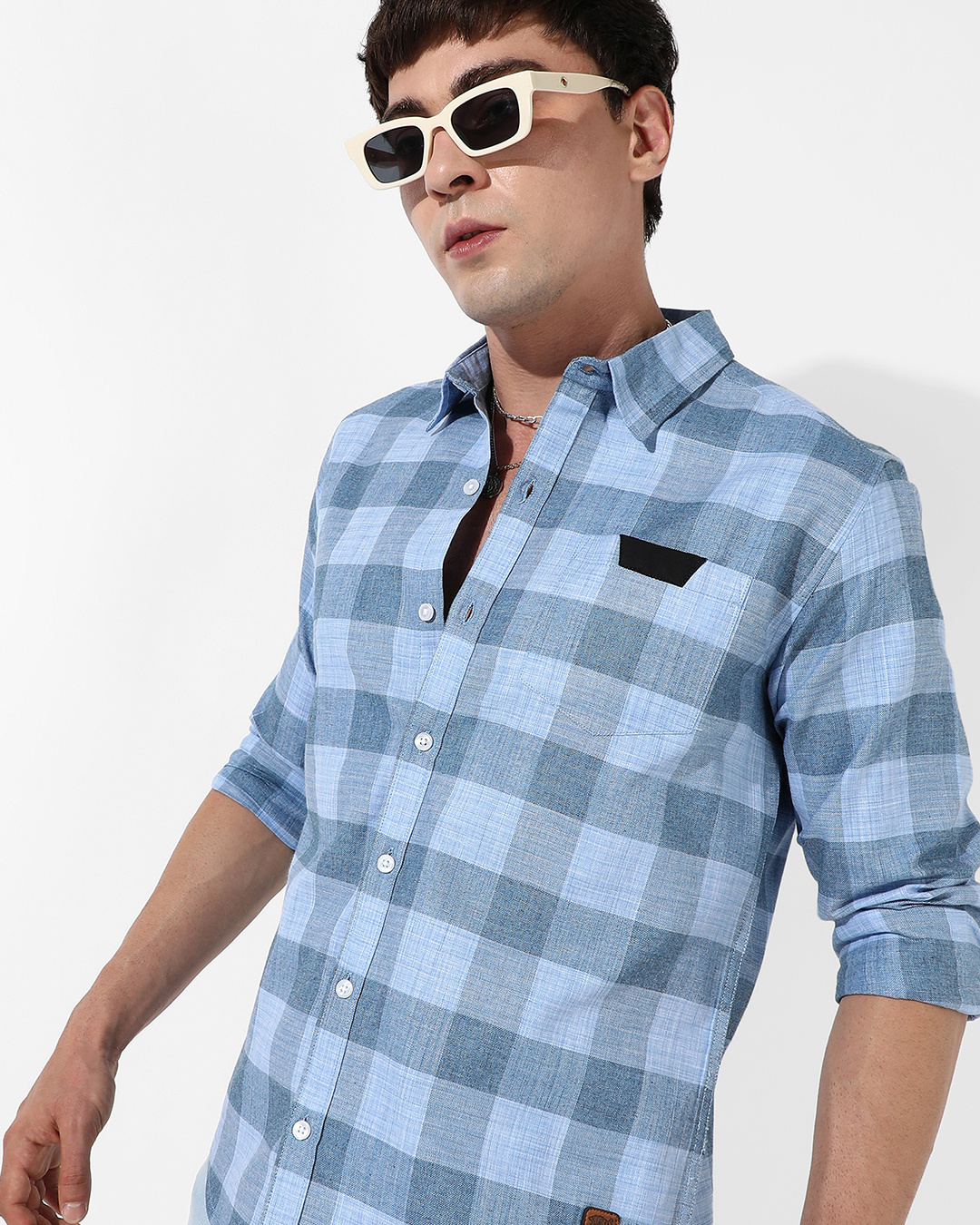 Buy Men's Blue Checked Shirt Online at Bewakoof