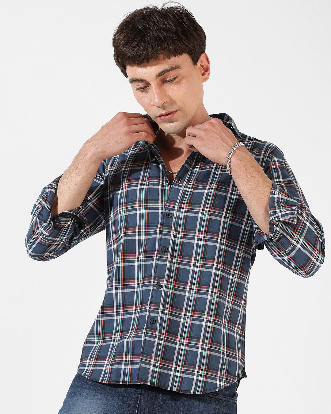 Buy Men's Blue Checked Shirt Online at Bewakoof